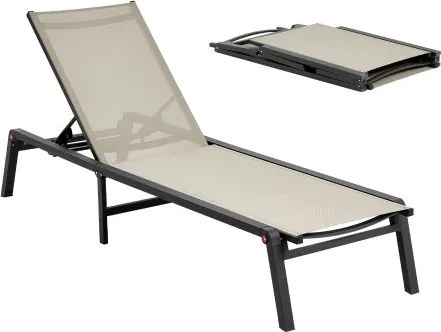 VEVOR Opvouwbare Ligstoel, Draagvermogen 180 kg, Tuinligstoel met 5 Verstelbare Rugleuningen, Aluminium Ligstoel, Strandligstoel, Relaxstoel, Tuinmeubelen voor Strand, Tuin, Camping en Terras