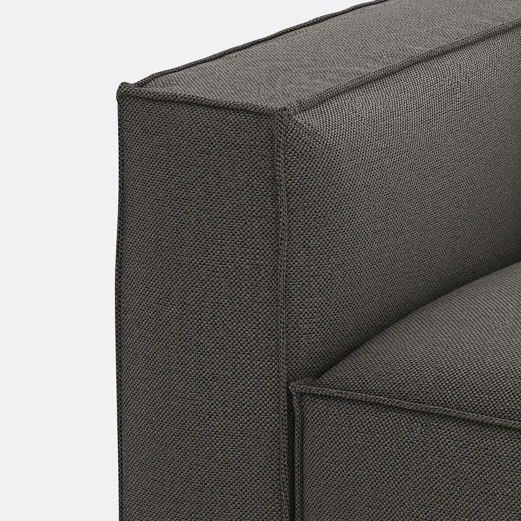 Modulaire bank, 3-zit en poef, in gestructureerde stof, Seven