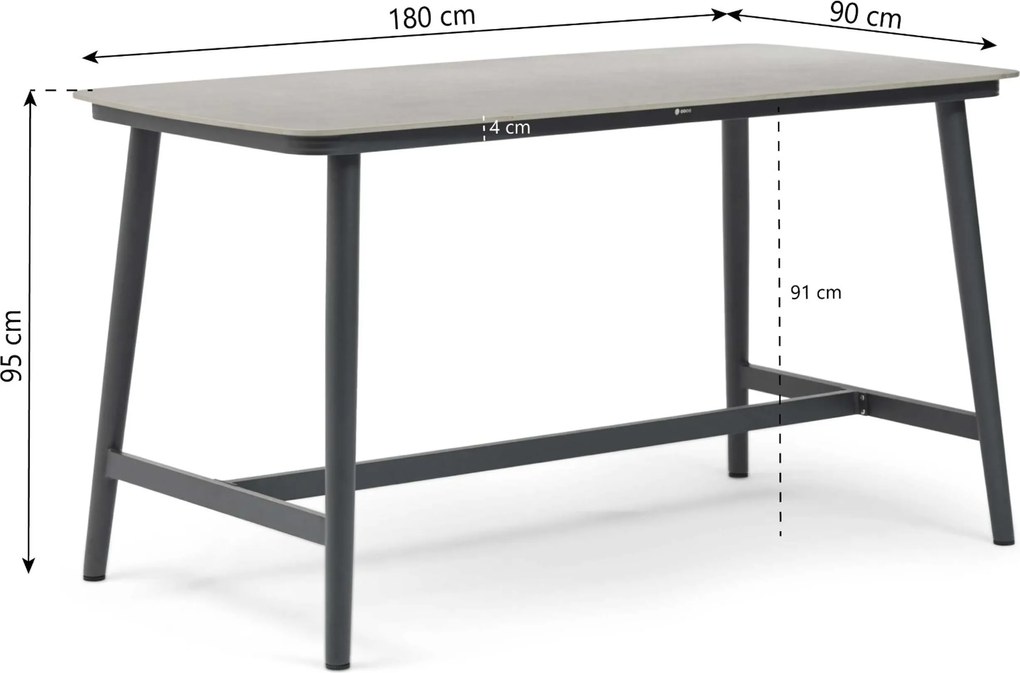 Tuinset 4 personen 180 cm Rope Grijs Coco Alto/Sienta