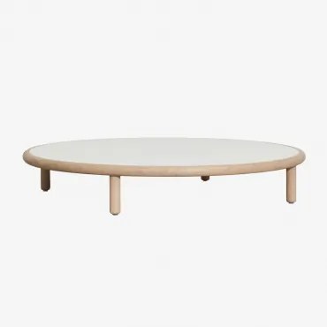 Ronde Salontafel Van Acaciahout Olivia Beige - Semoline - Lichte Acaciekleur & Ø100 Cm - Sklum