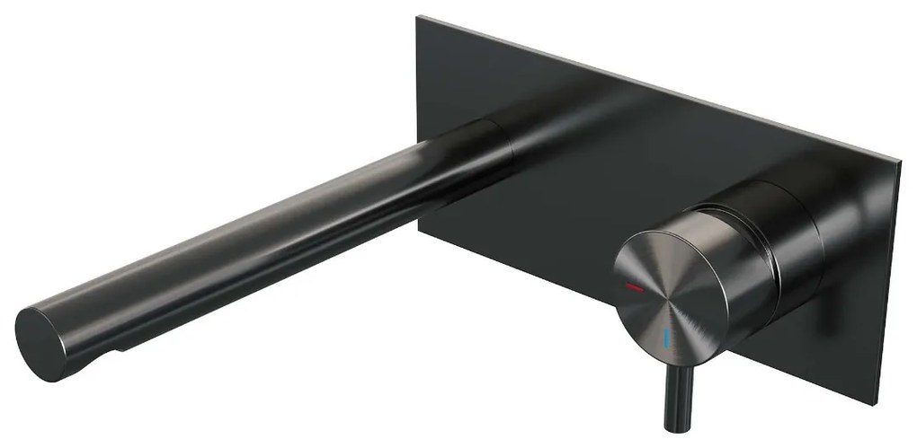 Brauer Gunmetal Edition ColdStart wastafelkraan inbouw rechte uitloop met achterplaat model B1 gunmetal geborsteld PVD