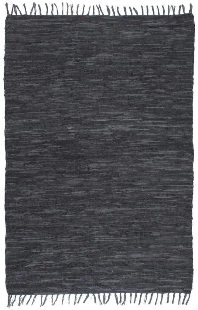 vidaXL Vloerkleed Chindi handgeweven 160x230 cm leer grijs