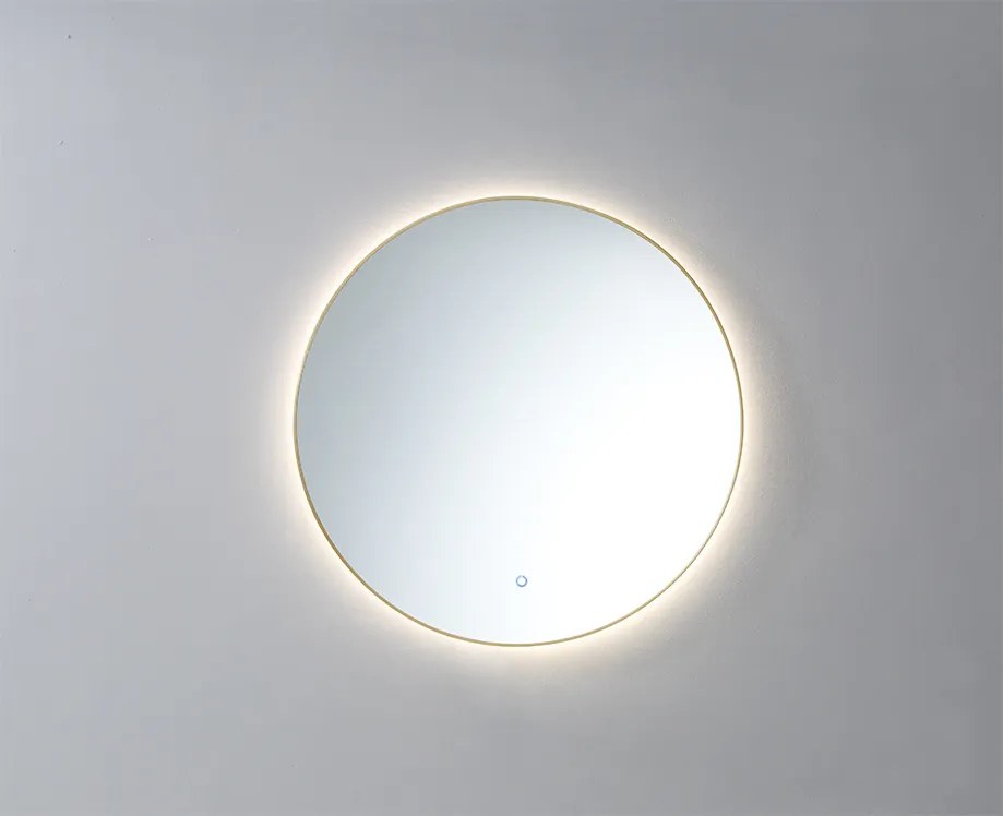 Lambini Designs Rodo ronde spiegel 80cm met spiegelverwarming en indirecte dimbare verlichting messing geborsteld