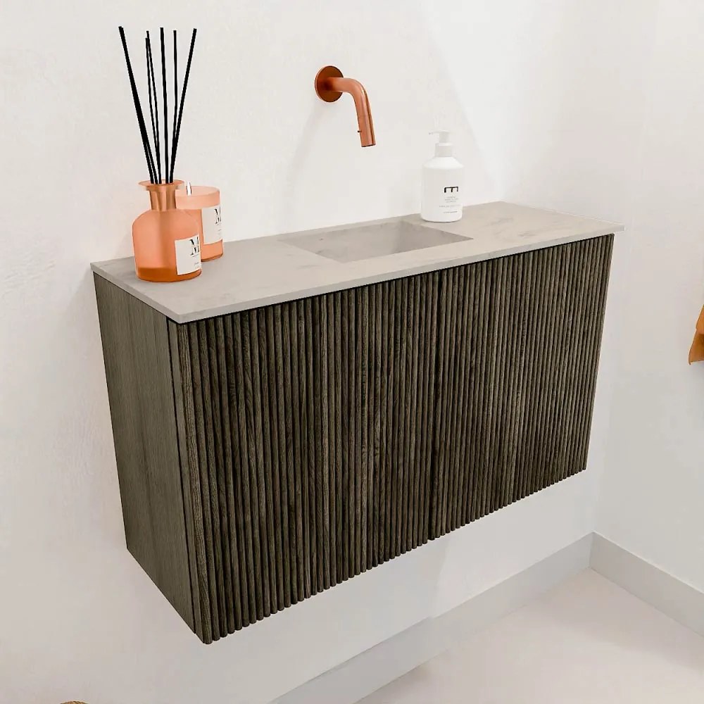 Mondiaz Joya DLux 70cm toiletmeubel shadow met wastafel faye midden zonder kraangat opalo