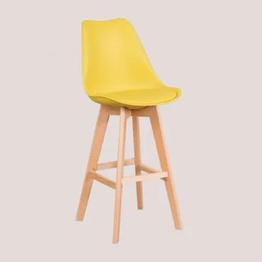 Nordic Hoge Kruk Met Kunstleren Kussen Geel – Curry & ↑75 Cm - Sklum