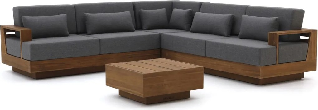 Hoek loungeset Zavelli | 5 personen | Loungeset Beige | Hoekbank Teakhout | Kees Smit Tuinmeubelen