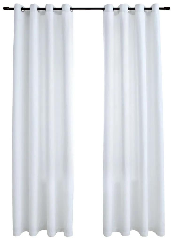 vidaXL Gordijnen verduisterend met ringen 2 st 140x245 cm gebroken wit