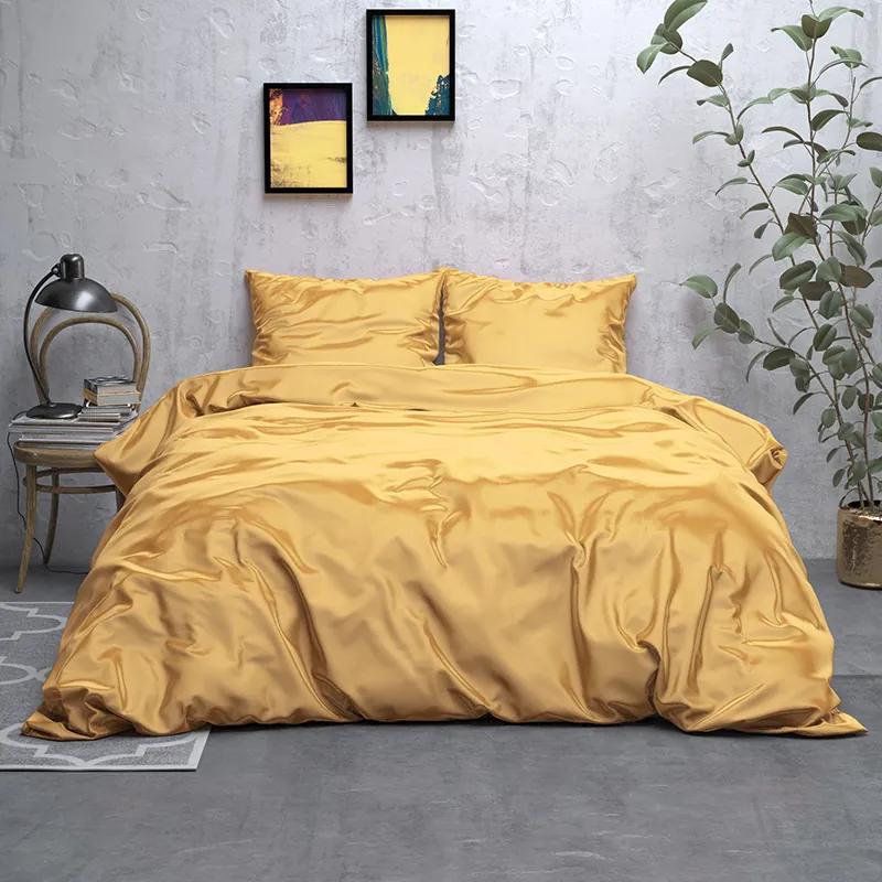 Sleeptime Elegance Satijn Geweven Uni - Goud Lits-jumeaux (240 x 220 cm + 2 kussenslopen) Dekbedovertrek