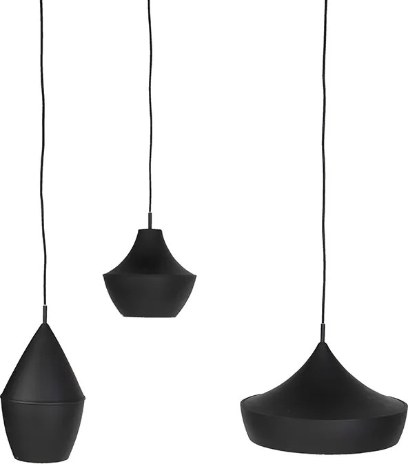 Set van 3 smart hanglampen zwart met goud incl. Wifi A60  - Depeche