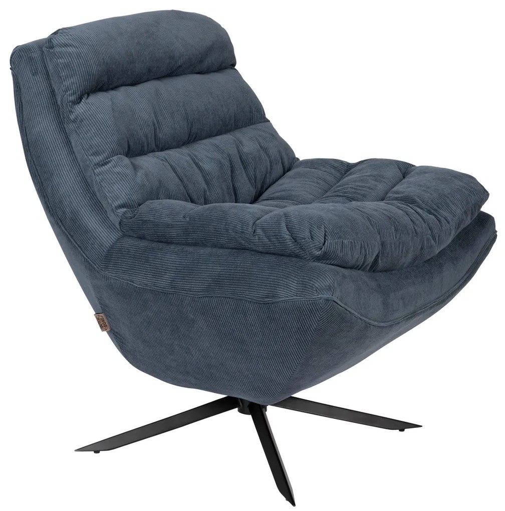 Dutchbone Vince Blauwe Design Fauteuil Ribstof