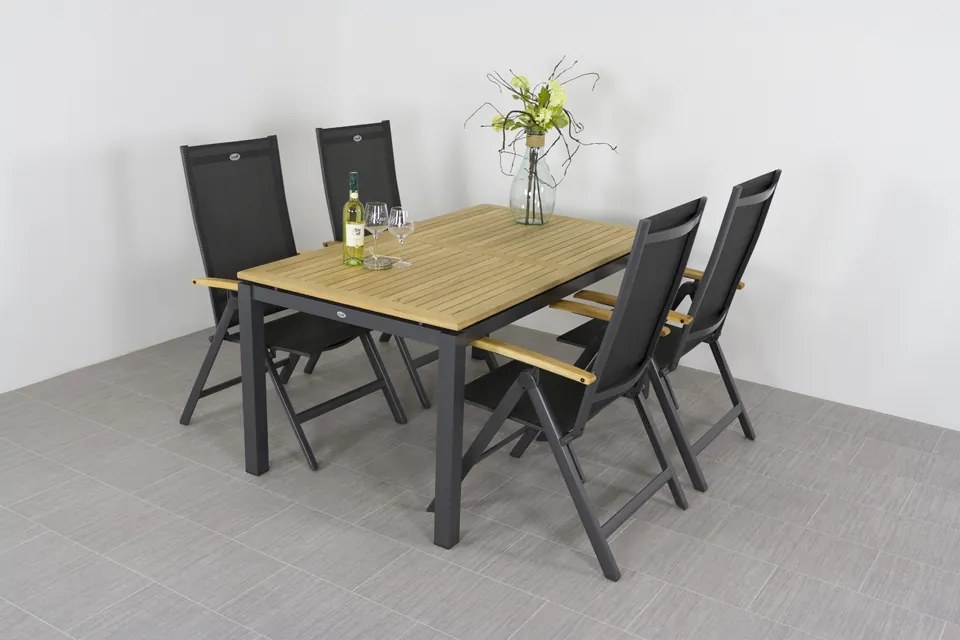Hartman Napoli/Sonata verstelbare tuinset 160x90 cm. - Aluminium/Teak