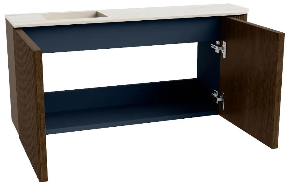 Mondiaz Joya DLux 90cm toiletmeubel ronding rechts walnut met wastafel faye links zonder kraangat meli