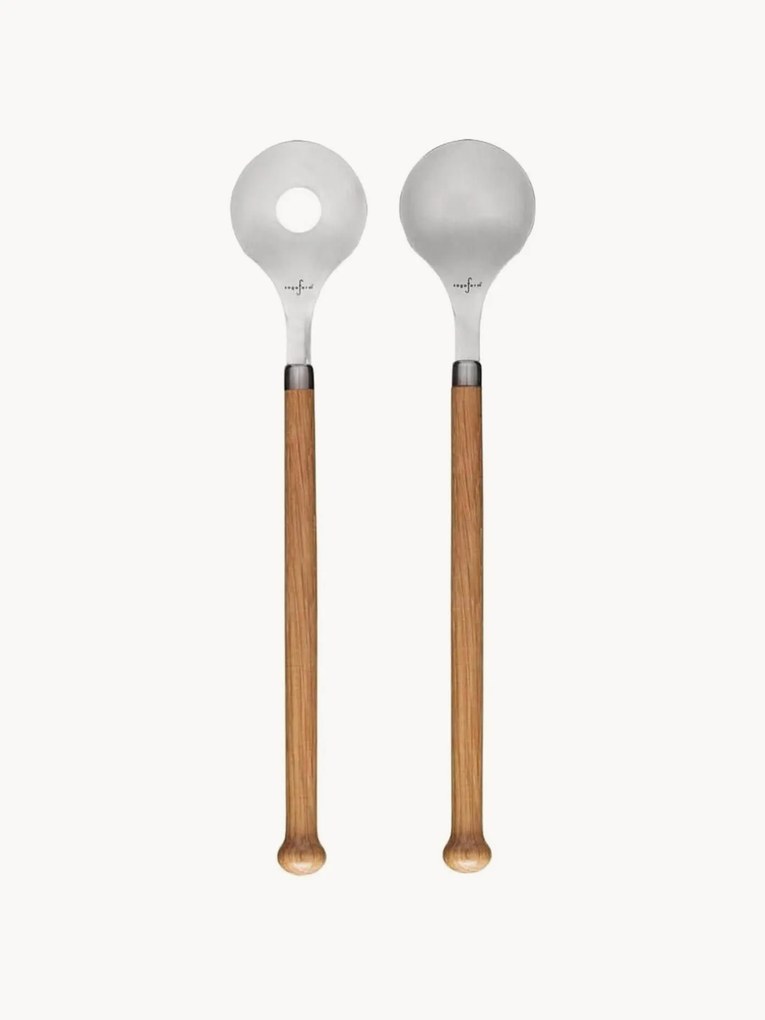 Eikenhouten saladebestekset Oval Oak, 2-delig