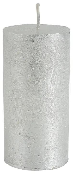 Kaars rustiek - zilver - 5x10 cm