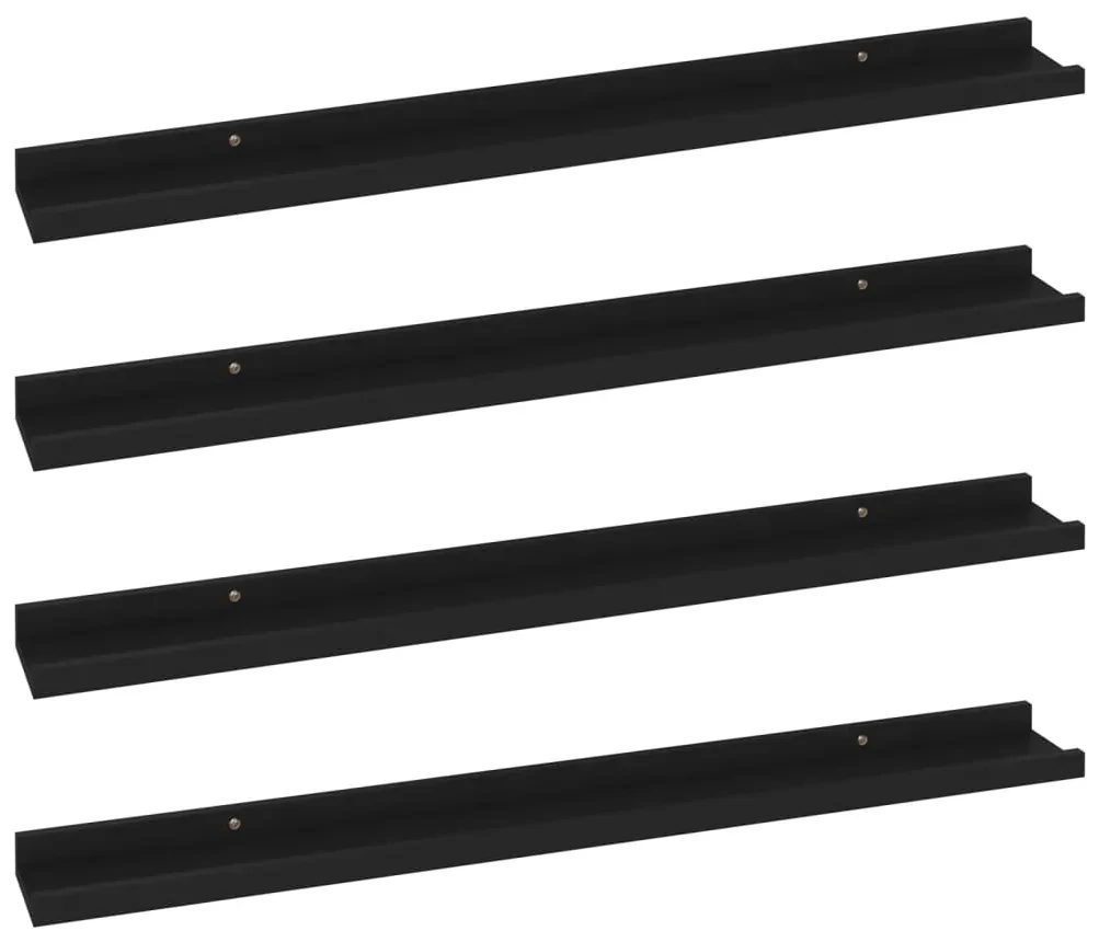 vidaXL Wandschappen 4 st 80x9x3 cm zwart