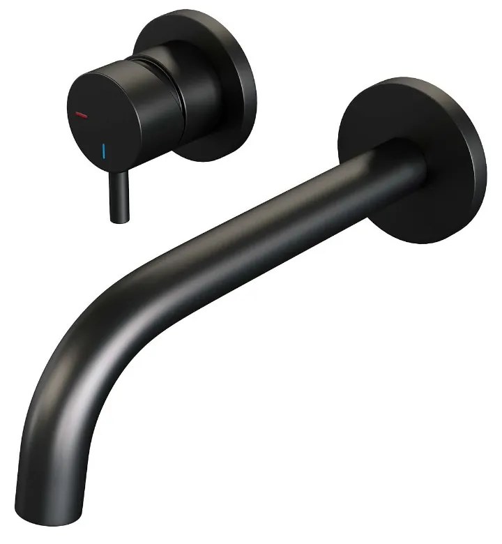 Brauer Black Edition ColdStart wastafelkraan inbouw gebogen uitloop en rozetten model B2 zwart mat