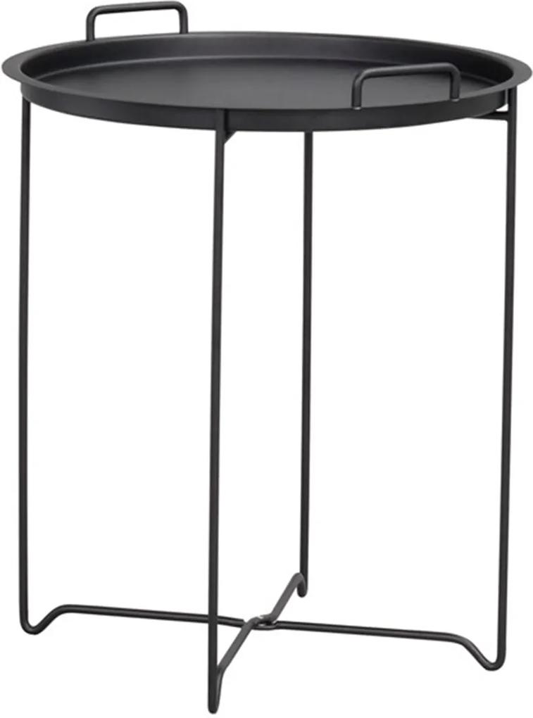 Nordiq Dover sidetable - Metalen bijzettafel - Ø45 x H54 cm- Bijzettafels - Afneembaar tafelblad - Dienblad - Zwart metaal - Scandinavisch design