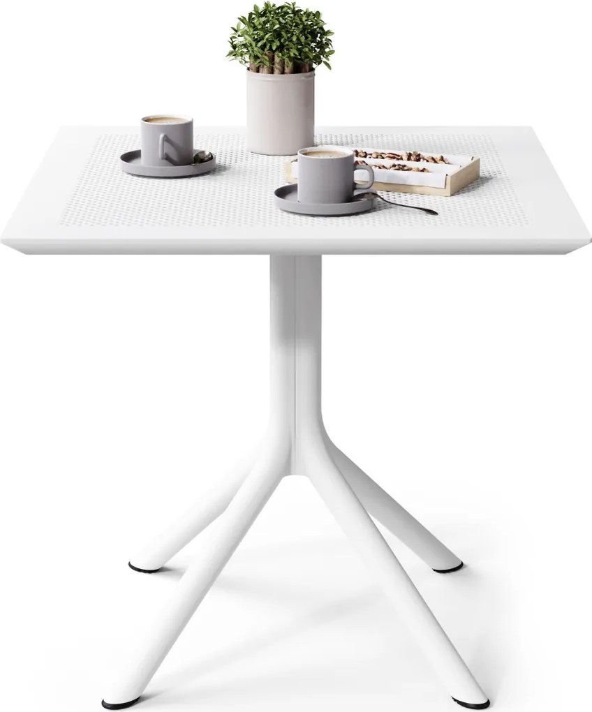 FLAVIO 80x80 Wit - MODERNE VIERKANTEN TUINTAFEL (voor keuken, café, tuin)