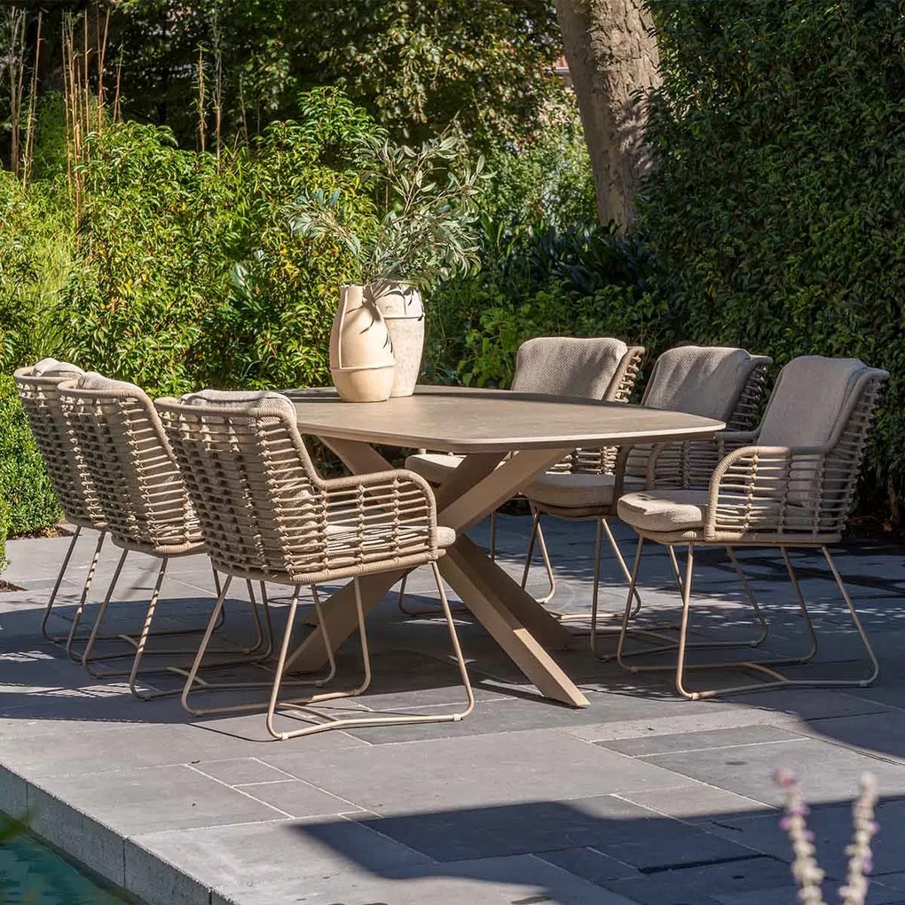 4 Seasons Fabrice tuinset 7-delig - Prado tuintafel 240x105 cm - ceramic sabbia latte