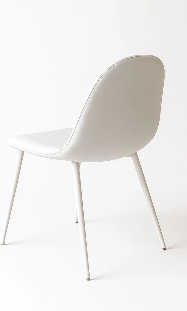 Set 4 White Teok Kunstlederen Stoelen