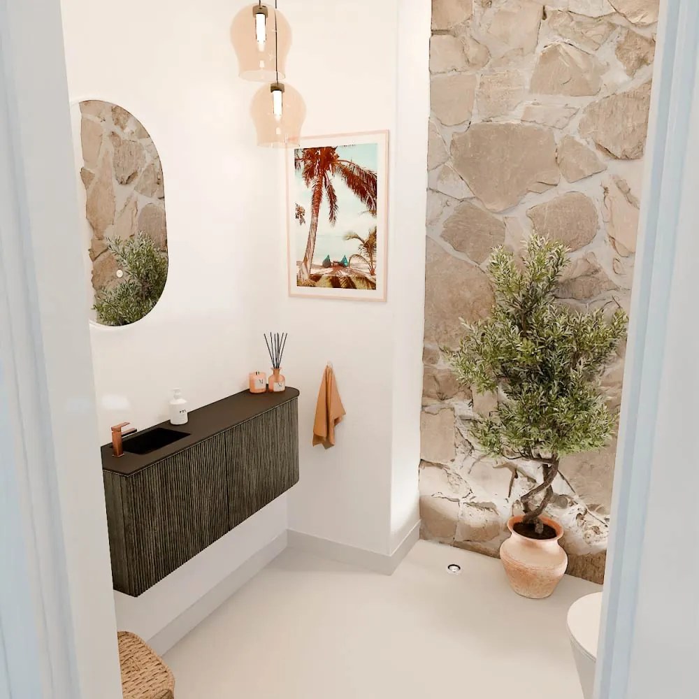 Mondiaz Joya 100cm toiletmeubel ronding rechts shadow met wastafel faye links 1 kraangat urban