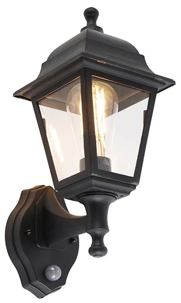 Klassieke buitenwandlamp zwart met bewegingsmelder - Capital
