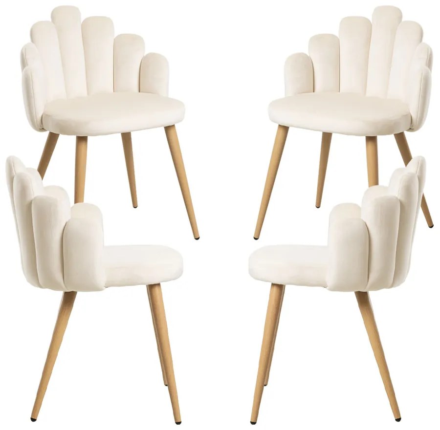 Set 4 Fluwelen Handstoelen