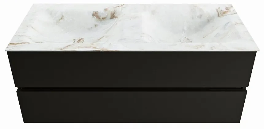 Mondiaz Vica DLux badmeubel 120cm urban 2 lades met wastafel frappe dubbel zonder kraangat