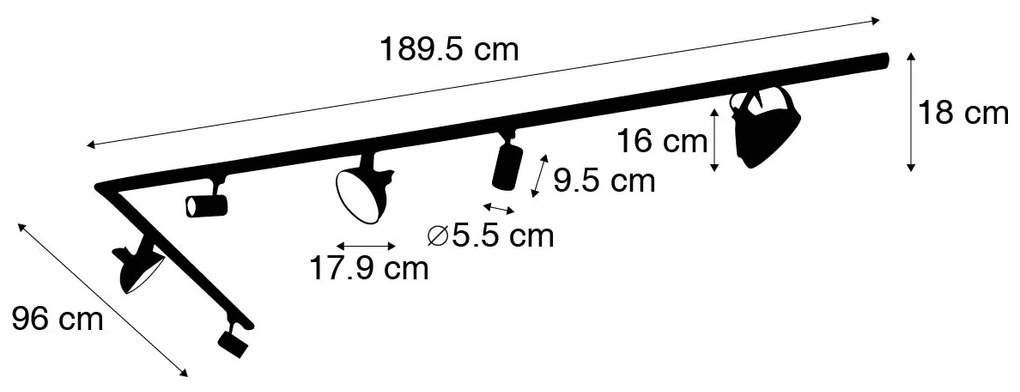 1-fase railsysteem met 6 Spot / Opbouwspot / Plafondspots wit verstelbaar - Magnax Jeana Modern GU10 Binnenverlichting Lamp