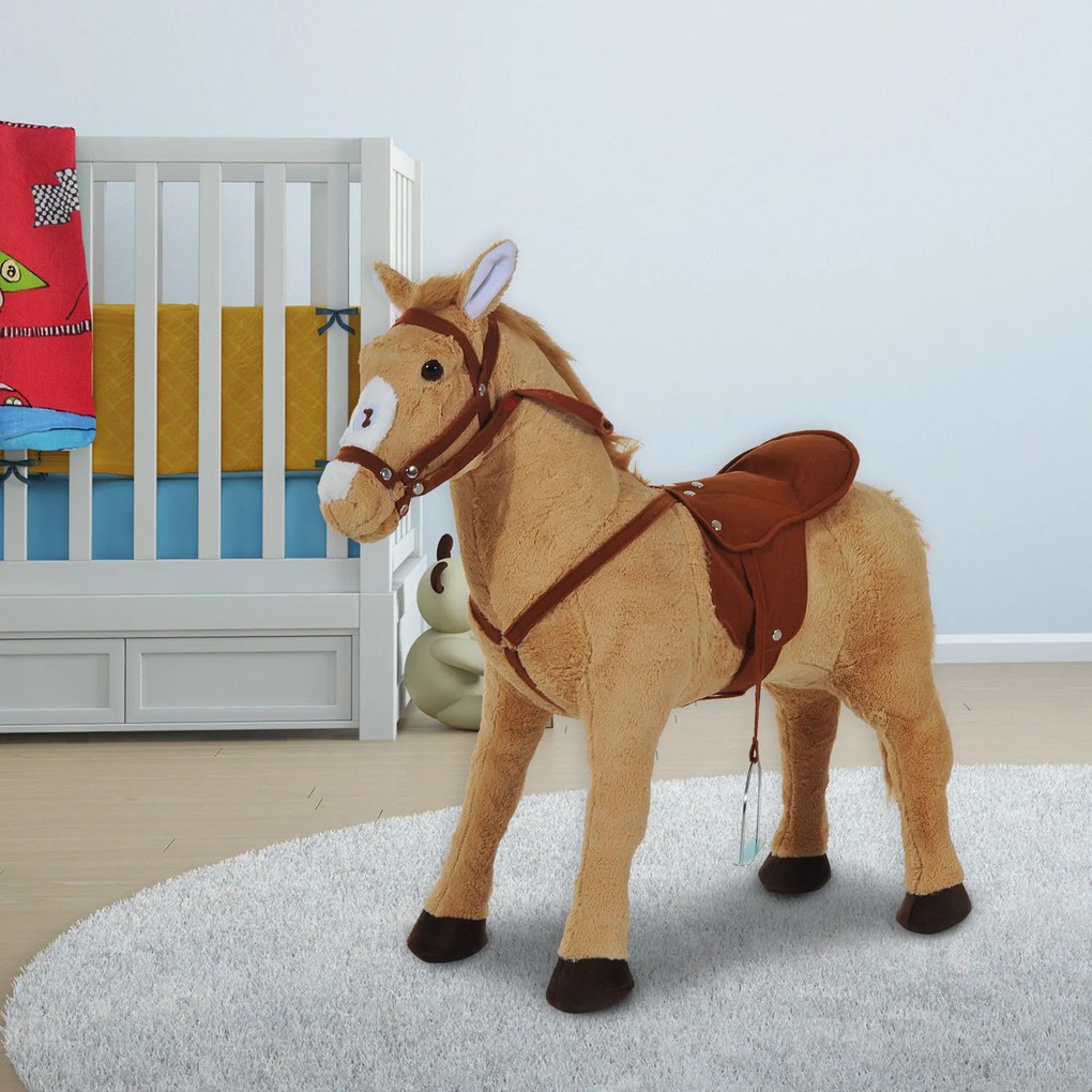 HOMdotCOM Kinderpaard staand Paard zonder schommel beige bruin