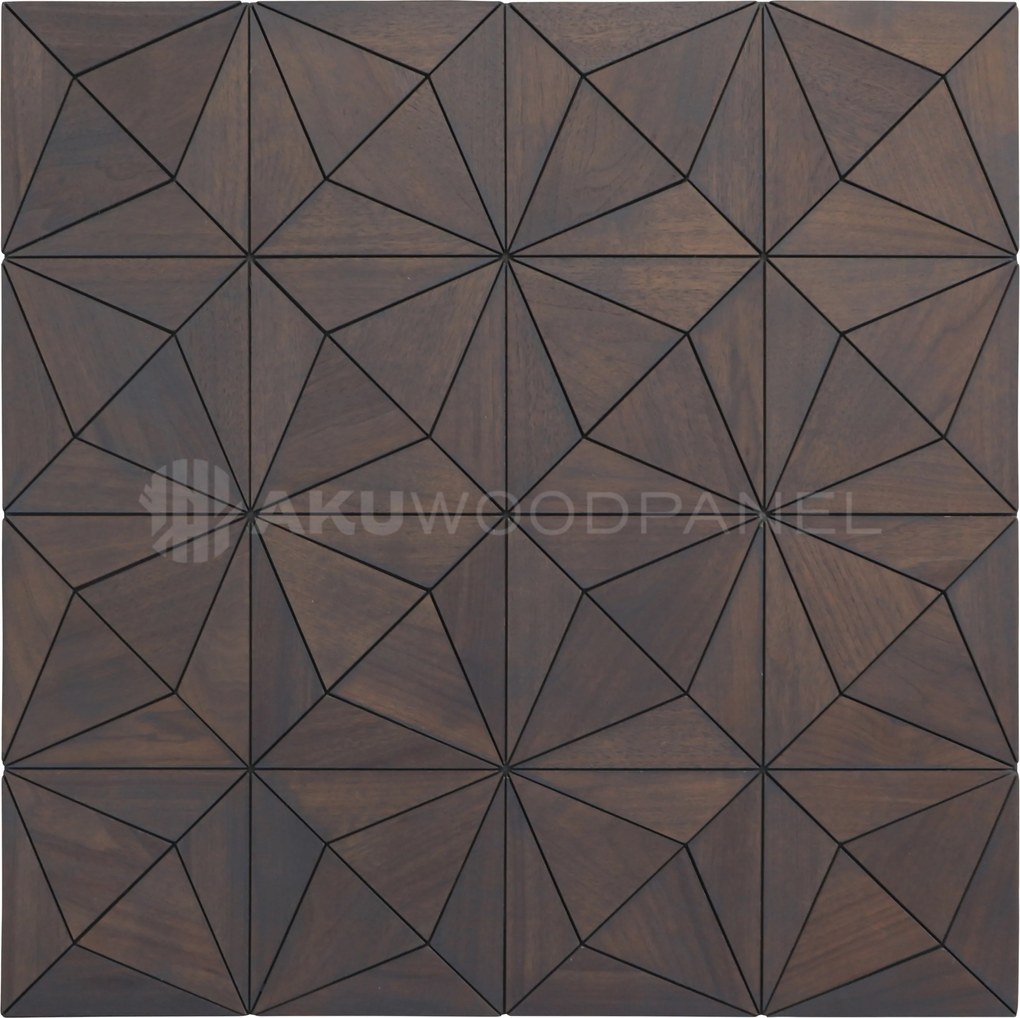 Decopaneel 60 cm x 60 cm Walnoot hout - Nolan Rose Black - 3D Wandpaneel - Wanddeco