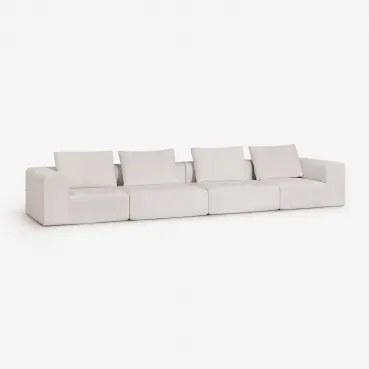 4-delige Modulaire Bank In Vacuüm Verpakte Chenille Norridge Chenille Crèmebeige - Sklum