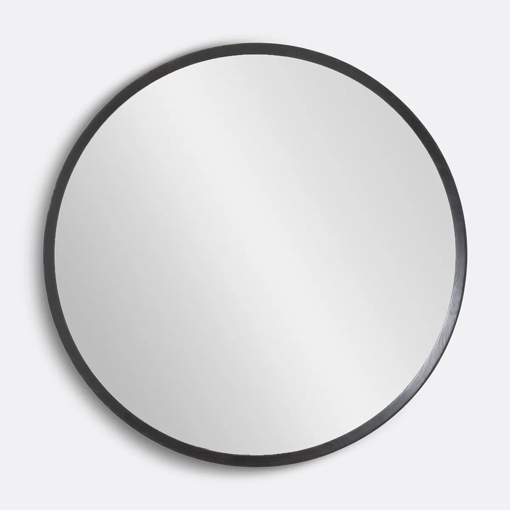 Ronde spiegel in massief zwart eiken,Ø100 cm, Orion