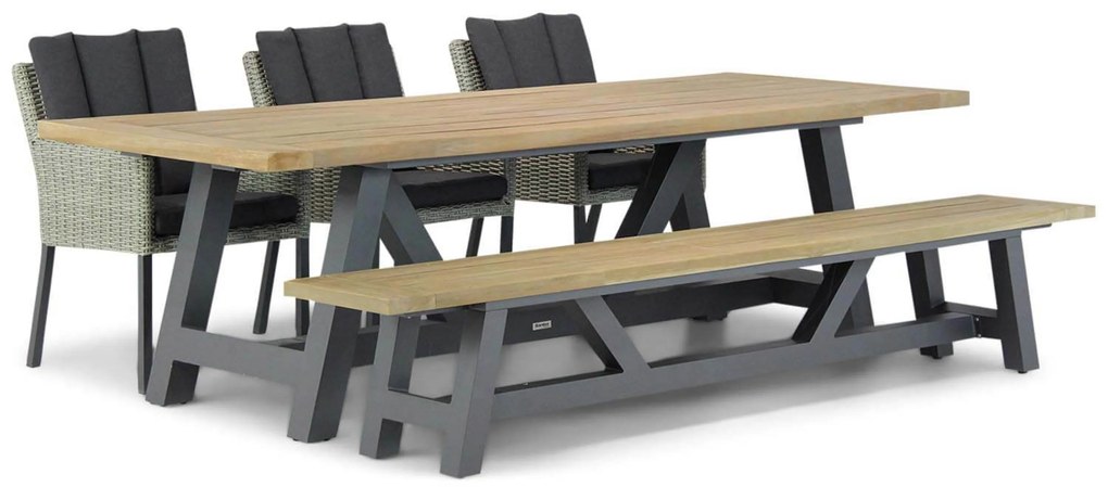 Tuinset 6 personen 260 cm Wicker Grijs Garden Collections Oxbow/Trente