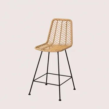Set Van 2 Hoge Krukken In Synthetisch Rotan Natuurlijke Gouda Natuurlijk & ↑65 Cm & Zwart & Geen Kussen - Sklum