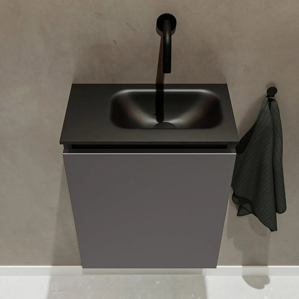 Mondiaz Ture 40cm toiletmeubel dark grey met wastafel urban rechts geen kraangat