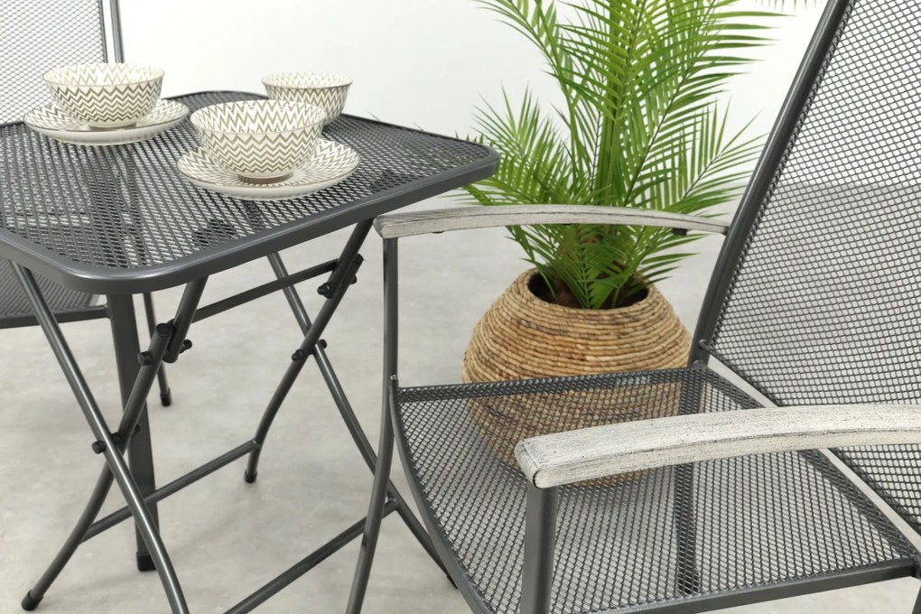 Royal Garden Balero stapelbare balkonset 3-delig strekmetaal 60x60 cm.