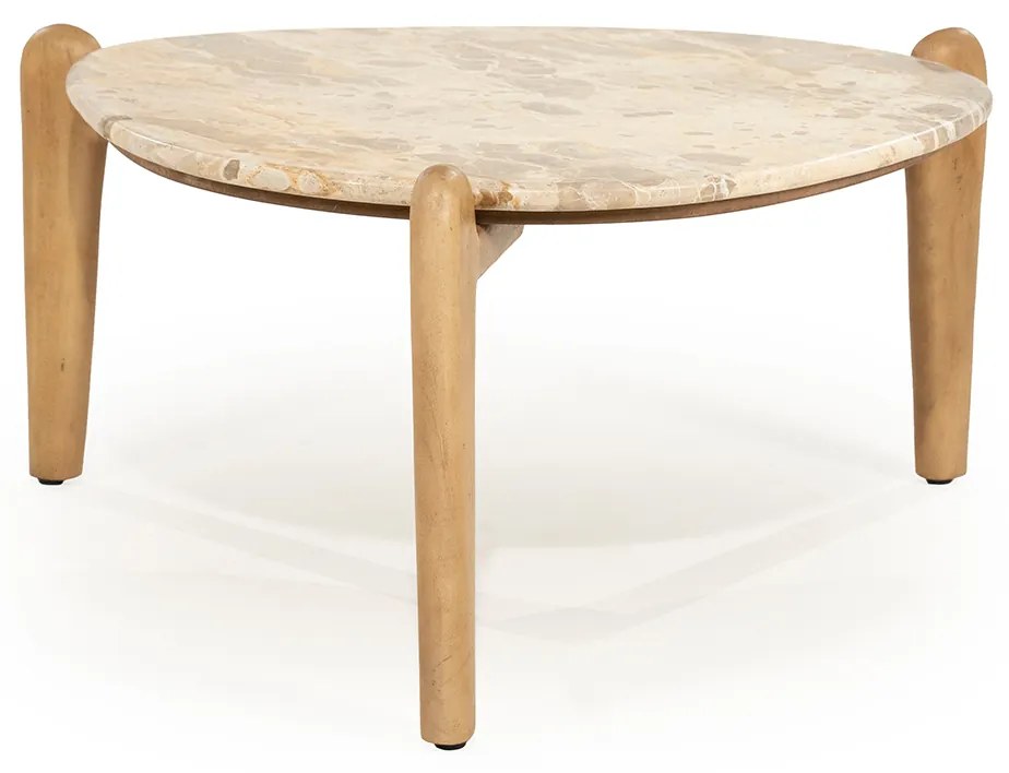 Salontafel Hout En Marmer L - 85 X 85cm.