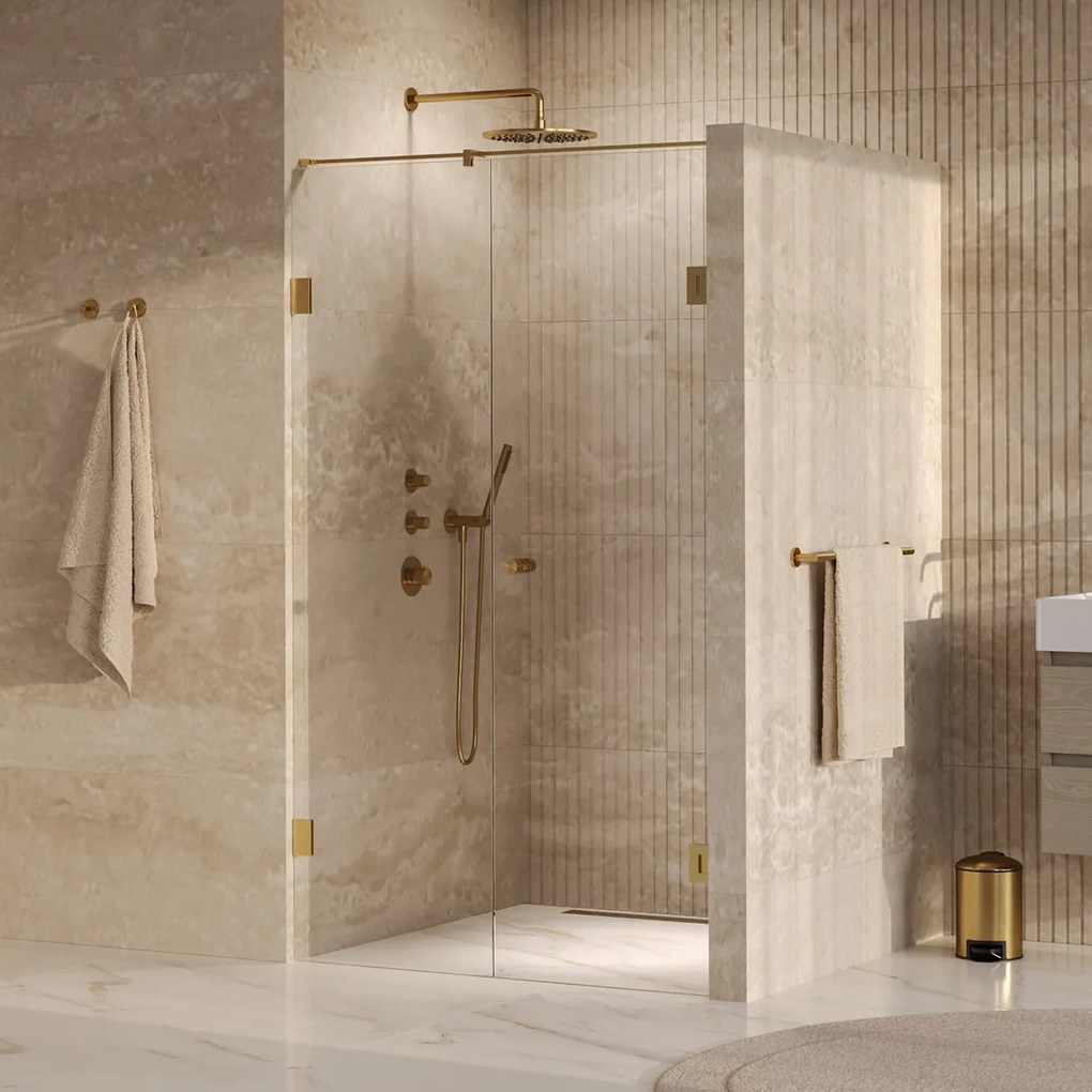 Brauer Void Carving profielloze nisdeur 110cm met draaideur 60cm aan muur messing geborsteld PVD