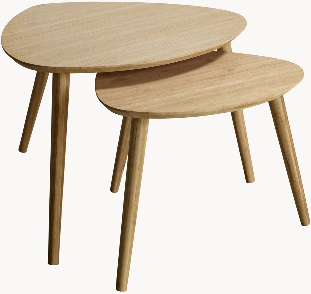 Handgemaakte tuintafel Nest van bamboehout, 2-delig