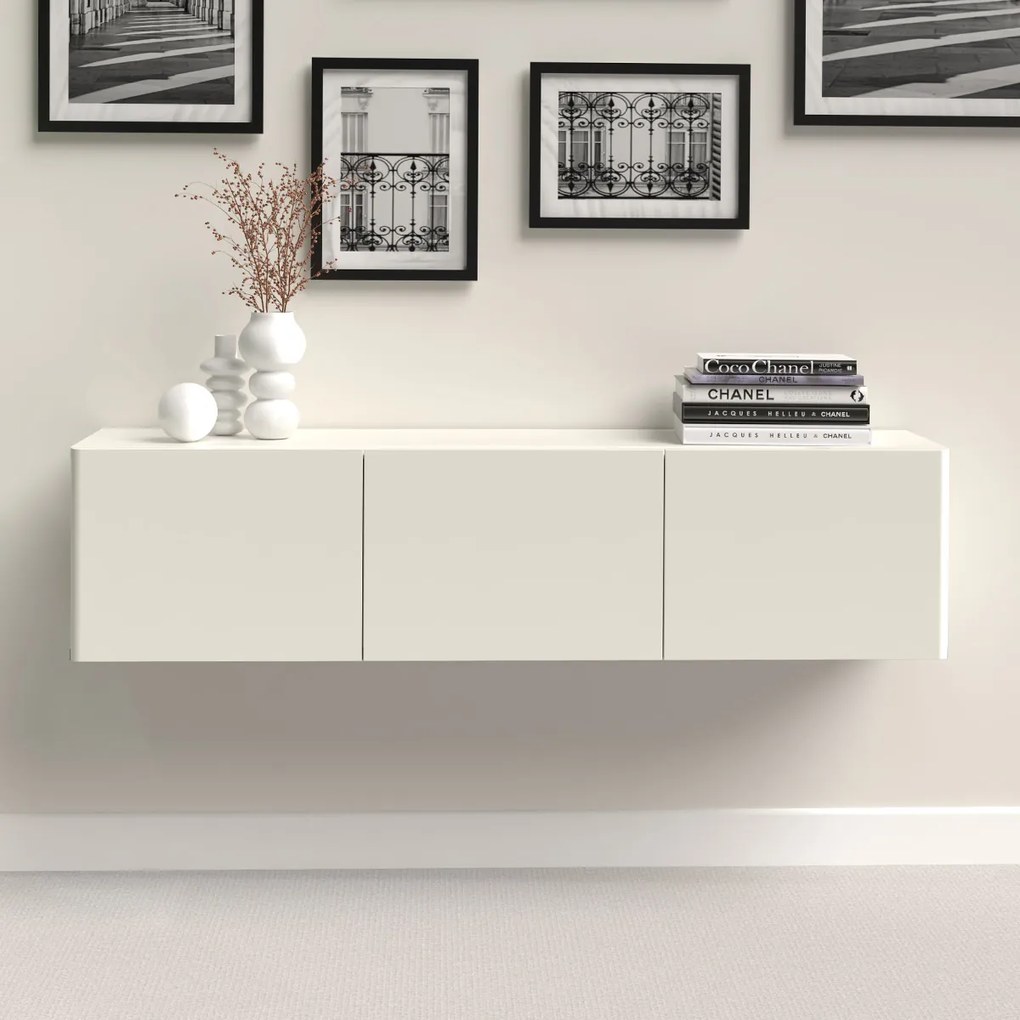 Zwevend Tv-meubel Wit 146 Cm - 146x35.5x35cm.