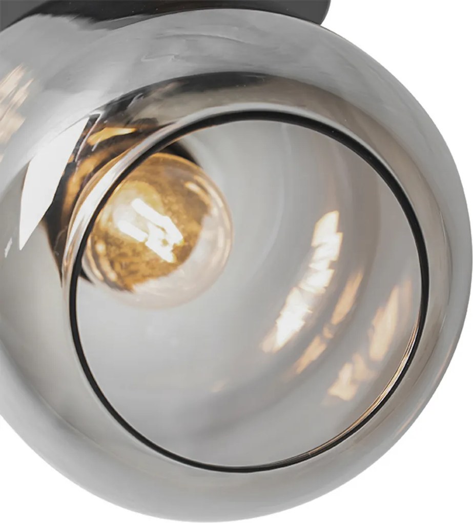 Design plafondspot zwart met goud met smoke glas - Zuzanna