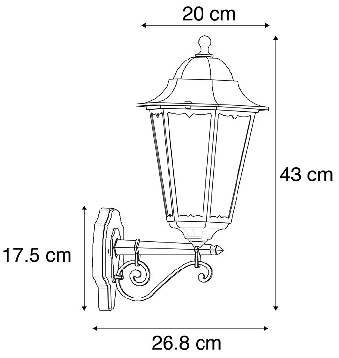 Klassieke buiten wandlamp zwart IP44 - Havana Up