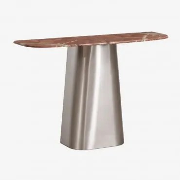 Moreila Halfronde Console 120x40 Cm In Natuursteen En Roestvrij Staal Rood Marmer Chigan - Sklum