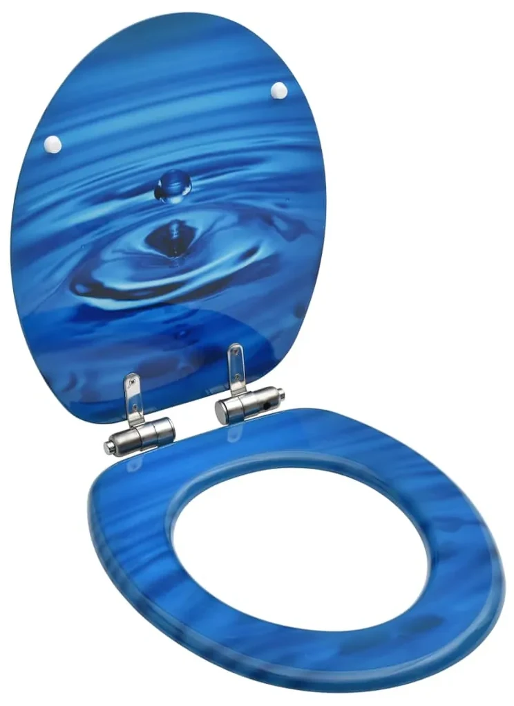 vidaXL Toiletbril met soft-close deksel waterdruppel MDF blauw