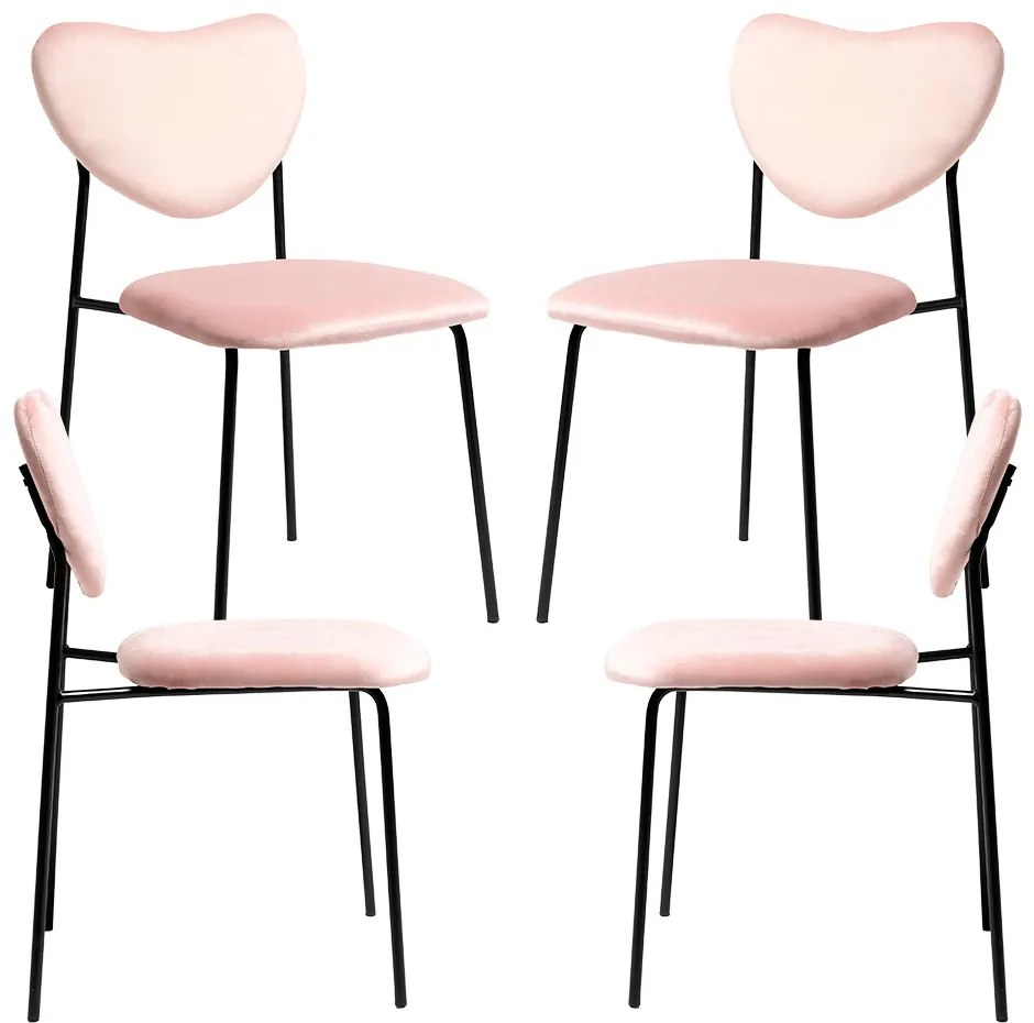 Pak 4 Cora stoelen van zwart fluweel