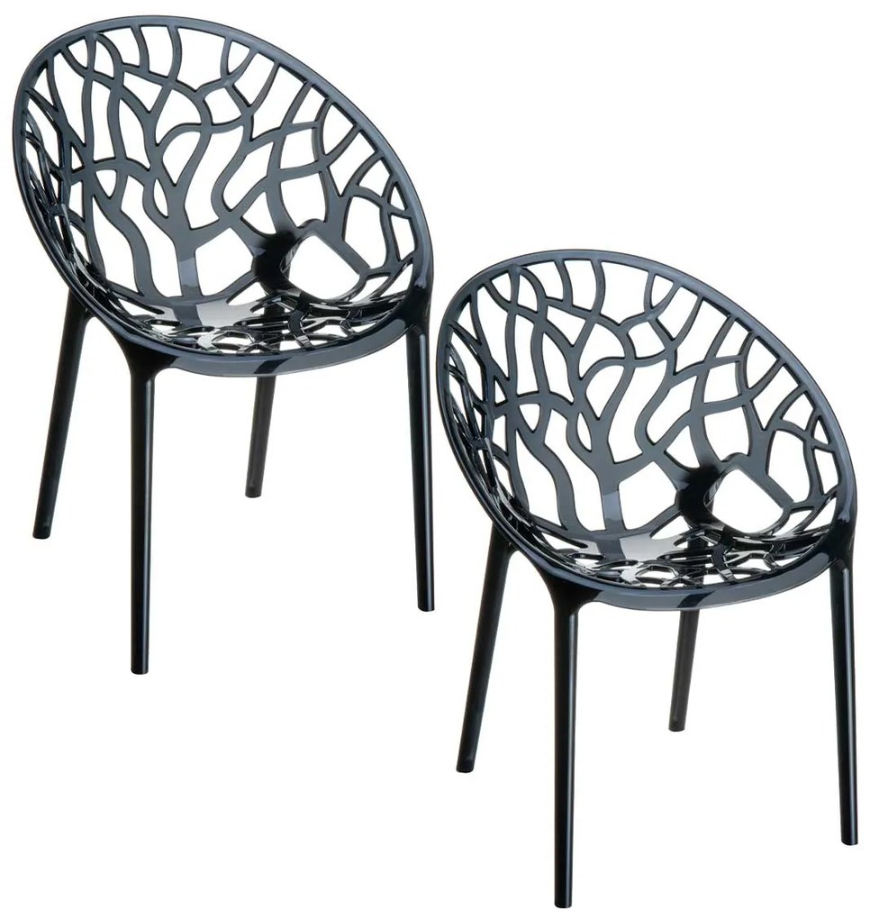 Garden Impressions Crystal tuinstoel zwart - 2 stuks
