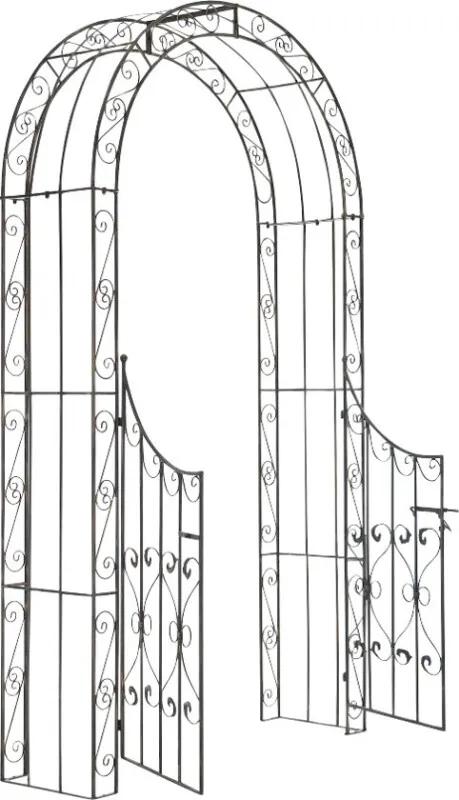 Rozenboog SINA met poort / deur doorganghoogte 235 cm doorgangbreedte ca. 110 cm stabiel met ijzer bekleed dubbele poort - bronskleur