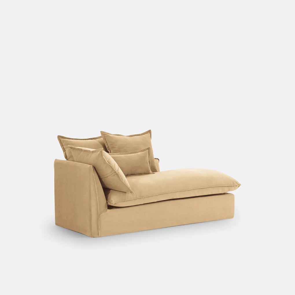 Rechte fluwelen longchair met afneembare hoezen, ODNA