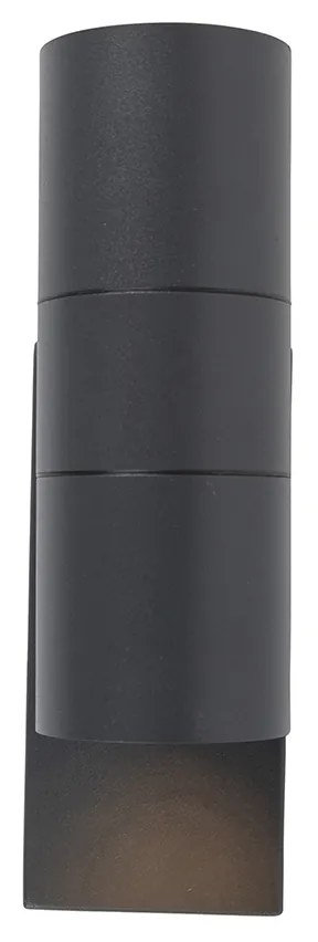 Set van 2 buiten wandlamp donkergrijs 2-lichts schemersensor - Duo